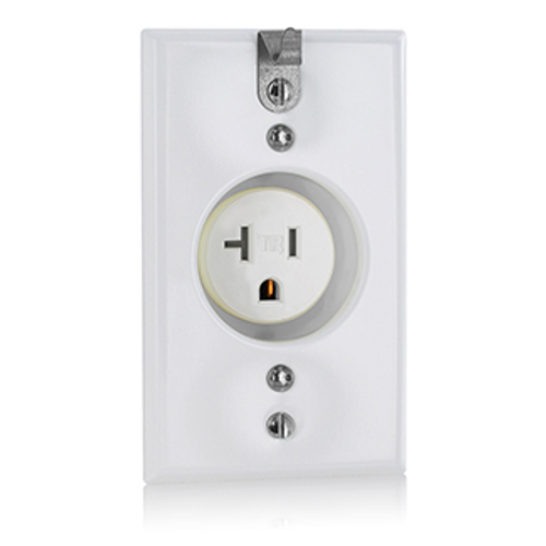 Leviton T5020-CHW Tamper-Resistant Single Receptacle, 20 Amp, 125 Volt