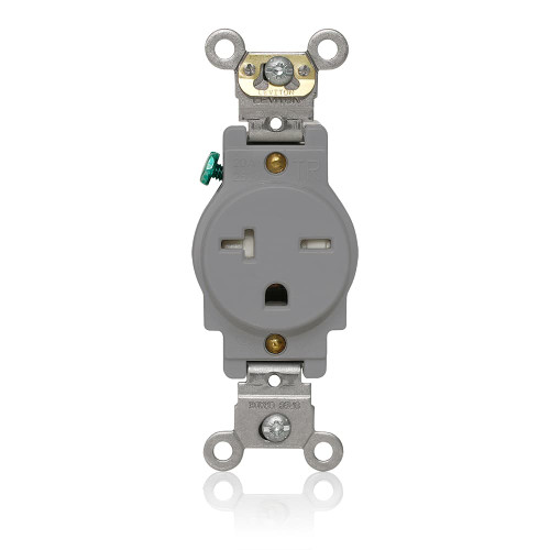 Leviton T5461-GY Tamper-Resistant Single Receptacle, 20 Amp 250 Volt, Gray