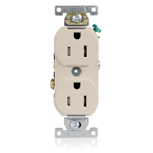 Leviton TBR15-T Tamper-Resistant Duplex Receptacle, 15 Amp, 125 Volt