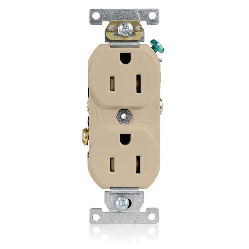 Leviton TCR15-I Tamper-Resistant Duplex Receptacle, 15 Amp, 125 Volt