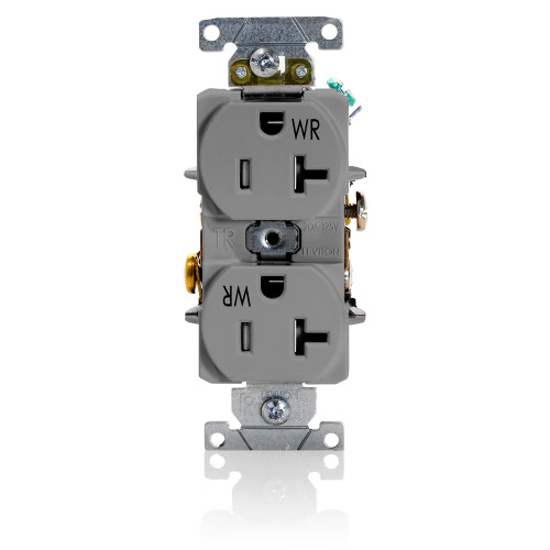 Leviton TWR20-GY Weather- and Tamper-Resistant Duplex Receptacle, 20 Amp, 125 Volt