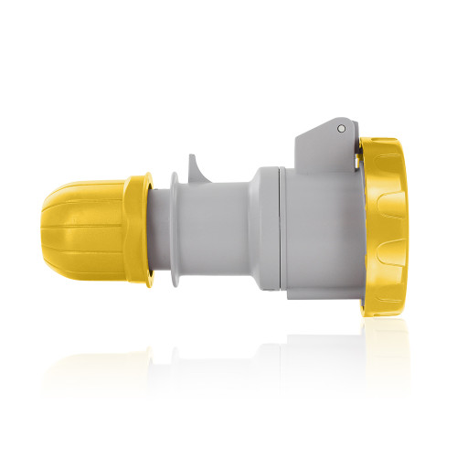 Leviton W216-C4 16 Amp, 100-130 Volt, 2P+E (2P, 3W), Clock Position 4, IEC/EN 60309-1 & 60309-2, International Configuration Connector, Industrial Grade, IP66/67, Watertight - YELLOW