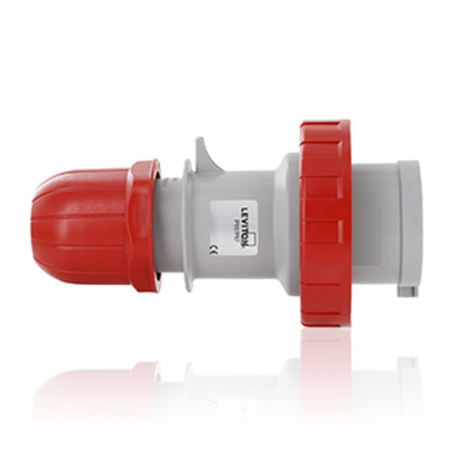 Leviton W316-P6 16 Amp, 380-415 Volt, 3P+E (3P, 4W), Clock Position 6, IEC/EN 60309-1 & 60309-2, International Configuration Plug, Industrial Grade, IP66/667, Watertight - RED