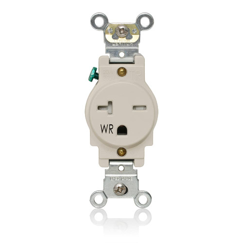 Leviton W5461-T0T Weather- and Tamper-Resistant Single Receptacle, 20 Amp 250 Volt, Light Almond
