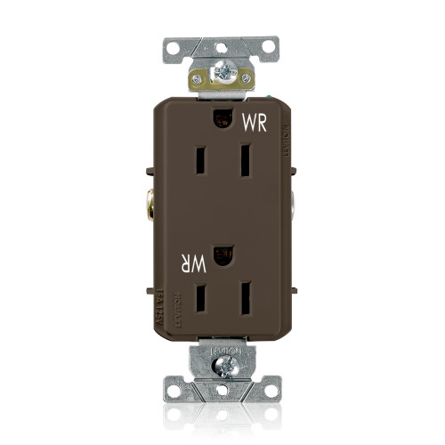 Leviton WDR15 Weather-Resistant Decora Plus Receptacle, 15 Amp, 125 Volt