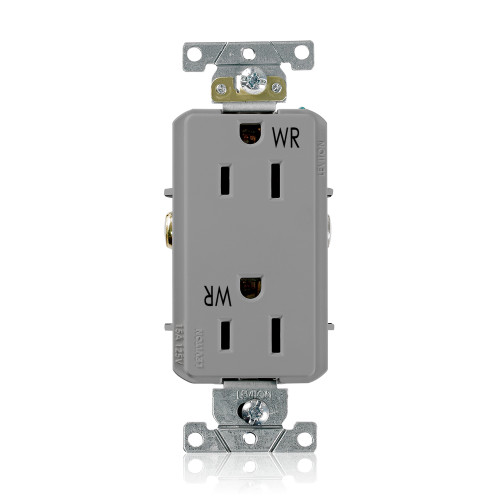 Leviton WDR15-GY Weather-Resistant Decora Plus Receptacle, 15 Amp, 125 Volt