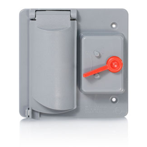 Leviton WP2SD-GY Weatherproof Cover, 2-Gang