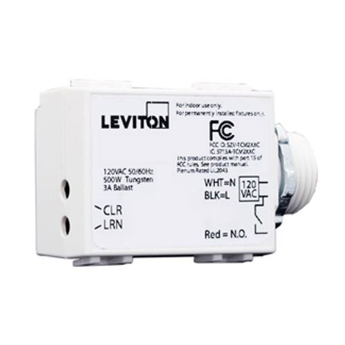 Leviton WST05-10 Discontinued Product. LevNet RF, 3-Wire 500W Relay Receiver, Threaded Mount, 120VAC, 315MHz, EnOcean, Title 24 compliant, ASHRAE 90.1 compliant