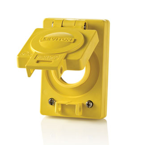 Leviton WTCVS-15 Wetguard Replacement Cover and Gasket for 15/20 Amp Straight Blade and 15 Amp Locking Single Inlets and Outlets, Includes Mounting Screws, Industrial Grade - YELLOW