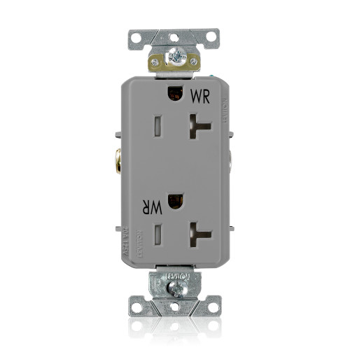Leviton WTD20-GY Weather- and Tamper-Resistant Duplex Receptacle, 20 Amp, 125 Volt