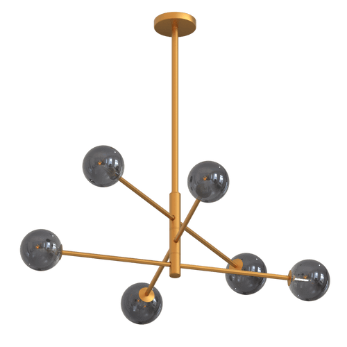 Ambiate Lighting AL10003C6 Stango Six Light Modern Sputnik Chandelier Fixture Tinted Glass