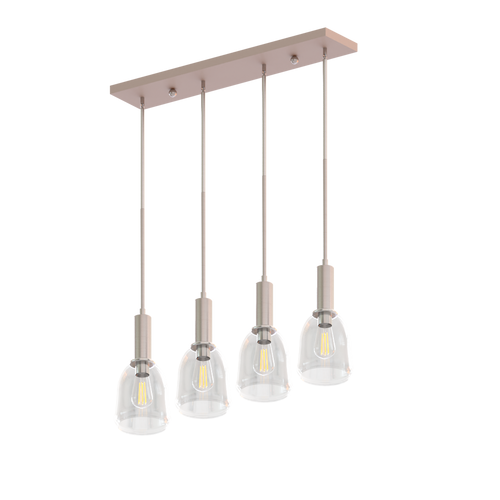 Ambiate Lighting AL10029P4 Elia Four Light Modern Linear Cluster Pendant Fixture with Glass Shades Satin Nickel