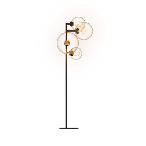 Majestic Lighting FL1242 Matte Black Floor Lamp with Smoked Glass Globes