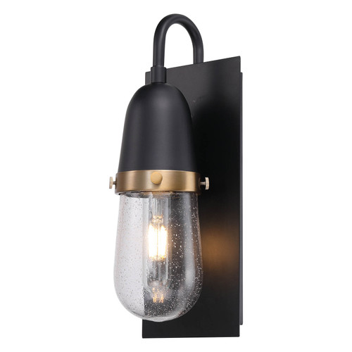 Majestic Lighting S1254 1 Light Black/Brushed Gold Bubble Glass Vanity