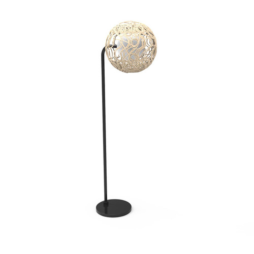 Majestic Lighting FL1239 Matte Black Floor Lamp with Rattan Shade