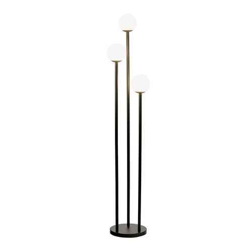 Majestic Lighting FL1234 Brushed Gold LED 3-light Floor Lamp with White Glass Globes