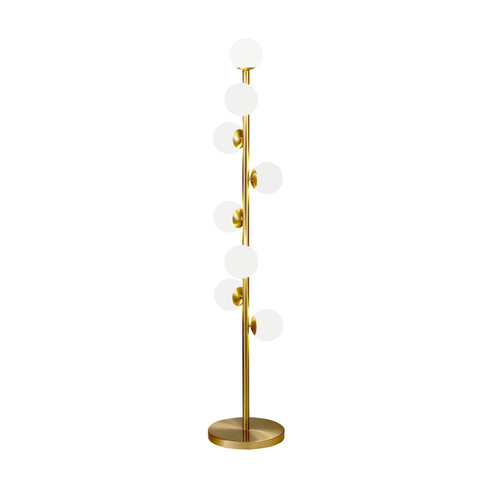 Majestic Lighting FL1232 Brushed Gold LED 8-light Floor Lamp with White Glass Globes