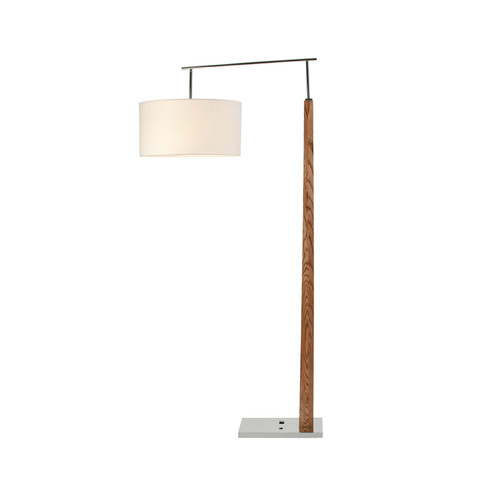 Majestic Lighting FL1229 Wood Grain Floor Lamp with Polished Nickel Accent