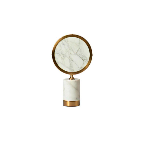 Majestic Lighting TL1253 Antique Brass with White Marble Disc Integrated LED Table Lamp (7W, 2700K) 120 AC, In Line On Off Switch Majestic Lighting TL1253 Antique Brass with White Marble Disc Integrated LED Table Lamp (7W, 2700K) 120 AC, In Line On Off Switch