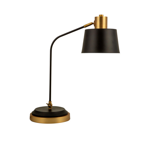 Majestic Lighting TL1127 Black & Brass Desk Lamp with 1 x CLEANLIFE¨ E26 60W Equiv. Dimmable 120V A19 LED Light Bulb (Included); 96_ black power cord with inline on/off switch.