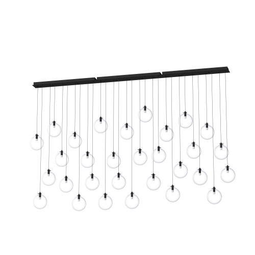 Blackjack Lighting TPD-114P Rectangular 114" Multi-Port Fixture w/8" Clear Glass Sphere Pendants - Random Pattern