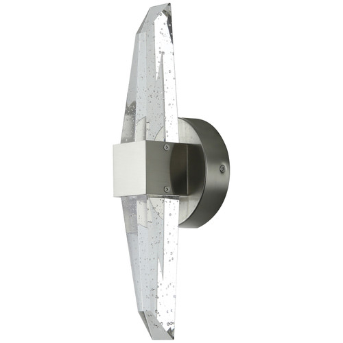 Sunlite 81033-SU 15W 30K 120V 2-Light Seedy Crystal Shape Glass Dimmable Wall Sconce, Brushed Nickel