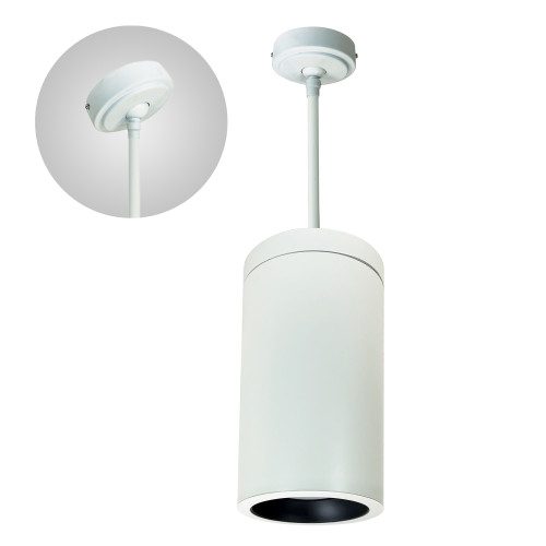 Nora Lighting NYLD2-6P10130HZWW4 6" Cobalt Pendant Mount Cylinder, White, 1000L, 3000K, Haze/White Reflector, 120V Triac/ELV/0-10V & 277V 0-10V Dimming