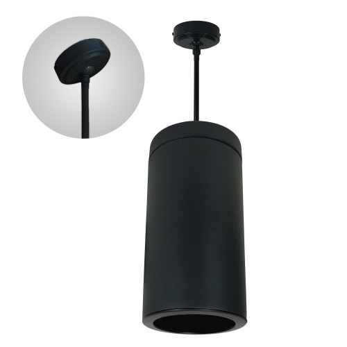 Nora Lighting NYLI-6PI1WWB 6" Cylinder, Black, Pendant Mount, Incandescent, Refl., White