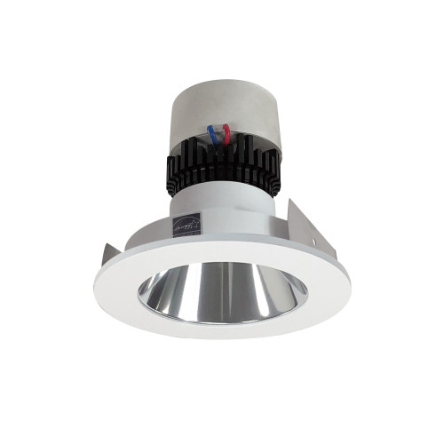 Nora Lighting NPR-4RNDCCDXCMPW 4" Pearl LED Round Retrofit Reflector, 800lm / 12W, Comfort Dim, Specular Clear Reflector / Matte Powder White Flange