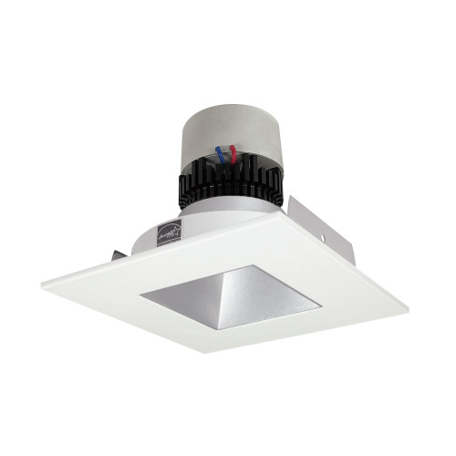 Nora Lighting NPR-4SNDSQCDXHZMPW 4" Pearl LED Square Retrofit Reflector with Square Aperture, 800lm / 12W, Comfort Dim, Haze Reflector / Matte Powder White Flange