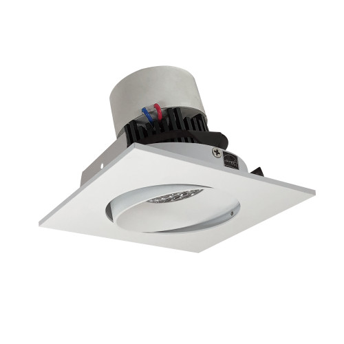Nora Lighting NPR-4SCCDXMPW 4" Pearl LED Square Adjustable Cone Retrofit, 800lm / 12W, Comfort Dim, Matte Powder White Reflector / Matte Powder White Flange