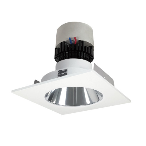 NPR-4SNDC40XCMPW - 4" Pearl LED Square Retrofit Reflector with Round Aperture, 1000lm / 12W, 4000K, Specular Clear Reflector / Matte Powder White Flange - Nora Lighting