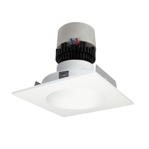 Nora Lighting NPR-4SNDC40XMPW 4" Pearl LED Square Retrofit Reflector with Round Aperture, 1000lm / 12W, 4000K, Matte Powder White Reflector / Matte Powder White Flange