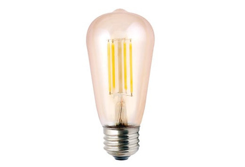 Halco Lighting Technologies 14019 LED S19 Shape Filament Bulb Amber Medium (E26) Base 120V 400 Lumen 15000 hours 82 CRI Dimmable