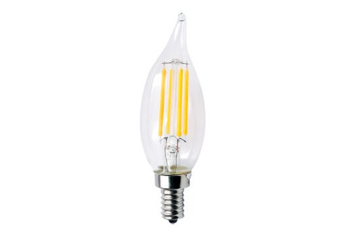 Halco Lighting Technologies 14042 LED Chandelier (CA10) Filament Bulb Clear Candelabra (E12) Base 120V 350 Lumen 15000 hours 82 CRI Dimmable