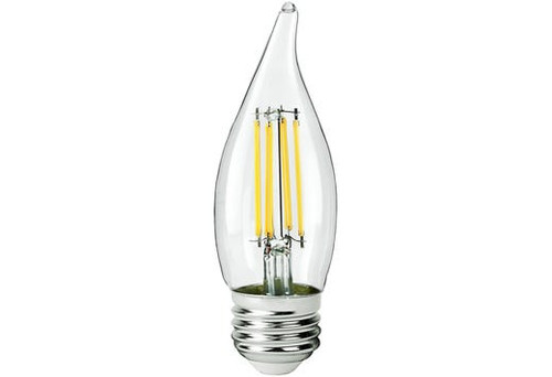 Halco Lighting Technologies 14045 LED Chandelier (CA10) Filament Bulb Clear Medium (E26) Base 120V 500 Lumen 15000 hours 82 CRI Dimmable