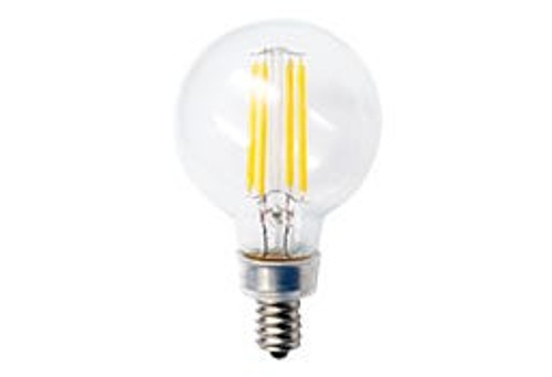 Halco Lighting Technologies 15531 LED Globe (G16.5) Filament Bulb Clear Candelabra (E12) Base 120V 350 Lumen 15000 hours CRI Dimmable