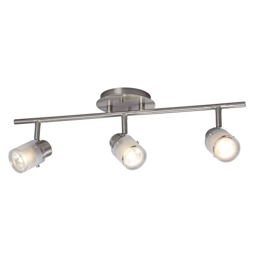 Galaxy Lighting 753243BN Three-Light Track Lighting Fixture with Frosted/Clear Edges Glass Shades