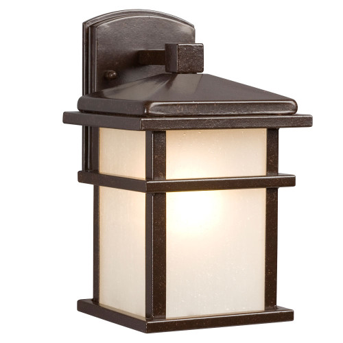 Galaxy Lighting 314480BZ 1-Light Outdoor Wall Mount Lantern - Bronze with Frosted Seeded Glass