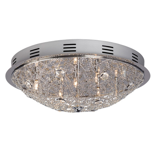 Galaxy Lighting 616050CH 7-Light Flush Mount Polished Chrome with Crystal Accents (7 x 20W, G4)
