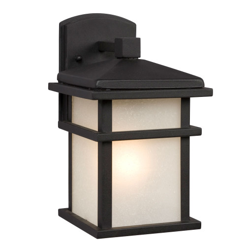 Galaxy Lighting 314480BK 1-Light Outdoor Wall Mount Lantern - Black with Frosted Seeded Glass