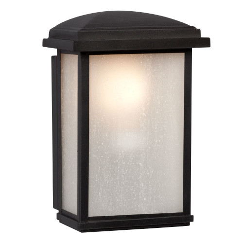 Galaxy Lighting 320490BK 1-Light Outdoor Wall Mount Lantern - Black with Frosted Seeded Glass