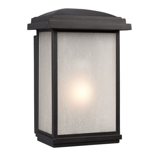 Galaxy Lighting 320590BK 1-Light Outdoor Wall Mount Lantern - Black with Frosted Seeded Glass
