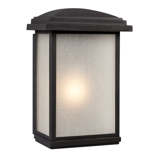 Galaxy Lighting 320690BK 1-Light Outdoor Wall Mount Lantern - Black with Frosted Seeded Glass
