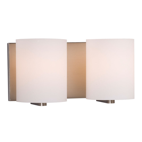 Galaxy Lighting 710232BN 2-Light Vanity Light - Brushed Nickel with Satin White Cylinder Glass