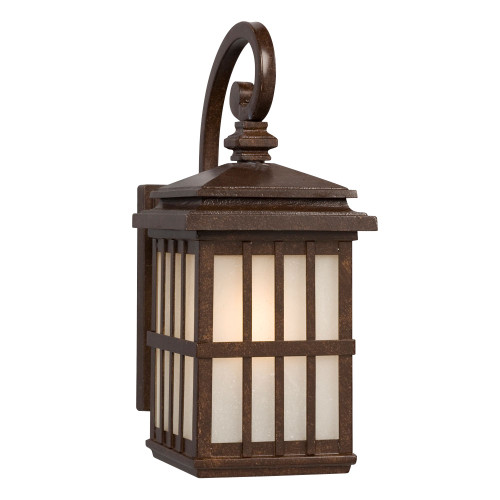 Galaxy Lighting 320440BZ 1-Light Outdoor Wall Mount Lantern - Bronze with Frosted Seeded Glass