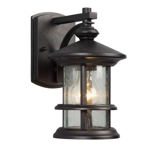 Galaxy Lighting 319730BK Outdoor Wall Mount Lantern - in Black finish with Clear Seeded Glass