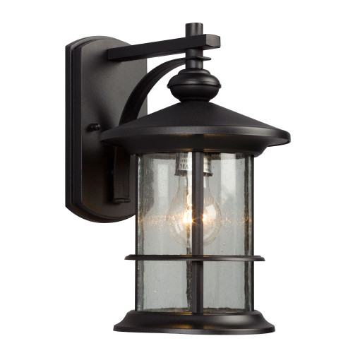 Galaxy Lighting 319740BK Outdoor Wall Mount Lantern - in Black finish with Clear Seeded Glass