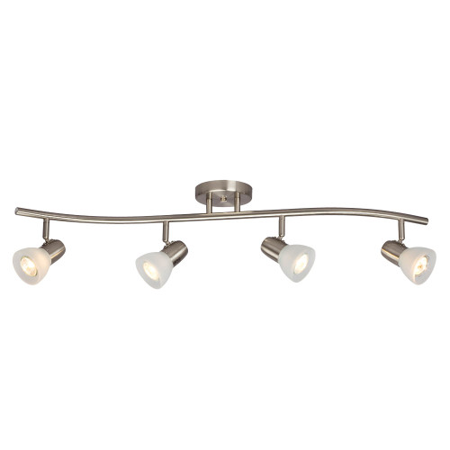 Galaxy Lighting 753614BN/FR Four Light Halogen Track Light - Brushed Nickel w/ Frosted Glass