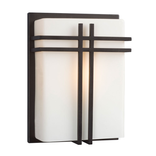 Galaxy Lighting 215640BZ 1-Light Outdoor/Indoor Wall Sconce - Bronze with Satin White Glass